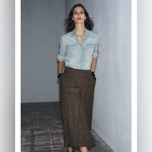 NWT ZARA ZW COLLECTION WASHED DENIM SHIRT